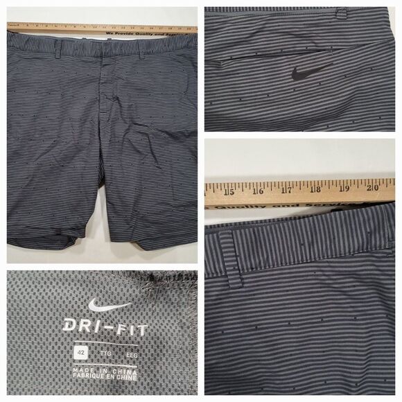 Nike Flex Golf Dri-Fit Men's 42 Dark‎ Gray Stripe Shorts No Slip Waistband - Picture 1 of 11